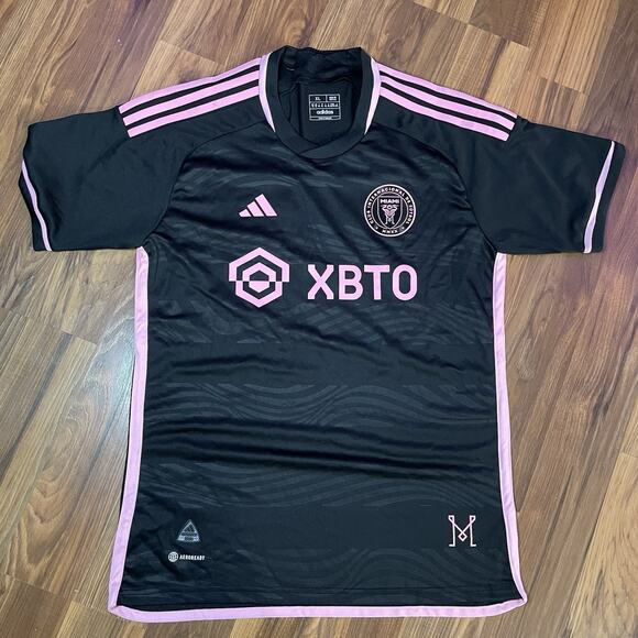 NWT Adidas Men’s XL Slim Fit Inter Miami CF 23/24 Lionel Messi Away Jersey Black - Picture 2 of 9